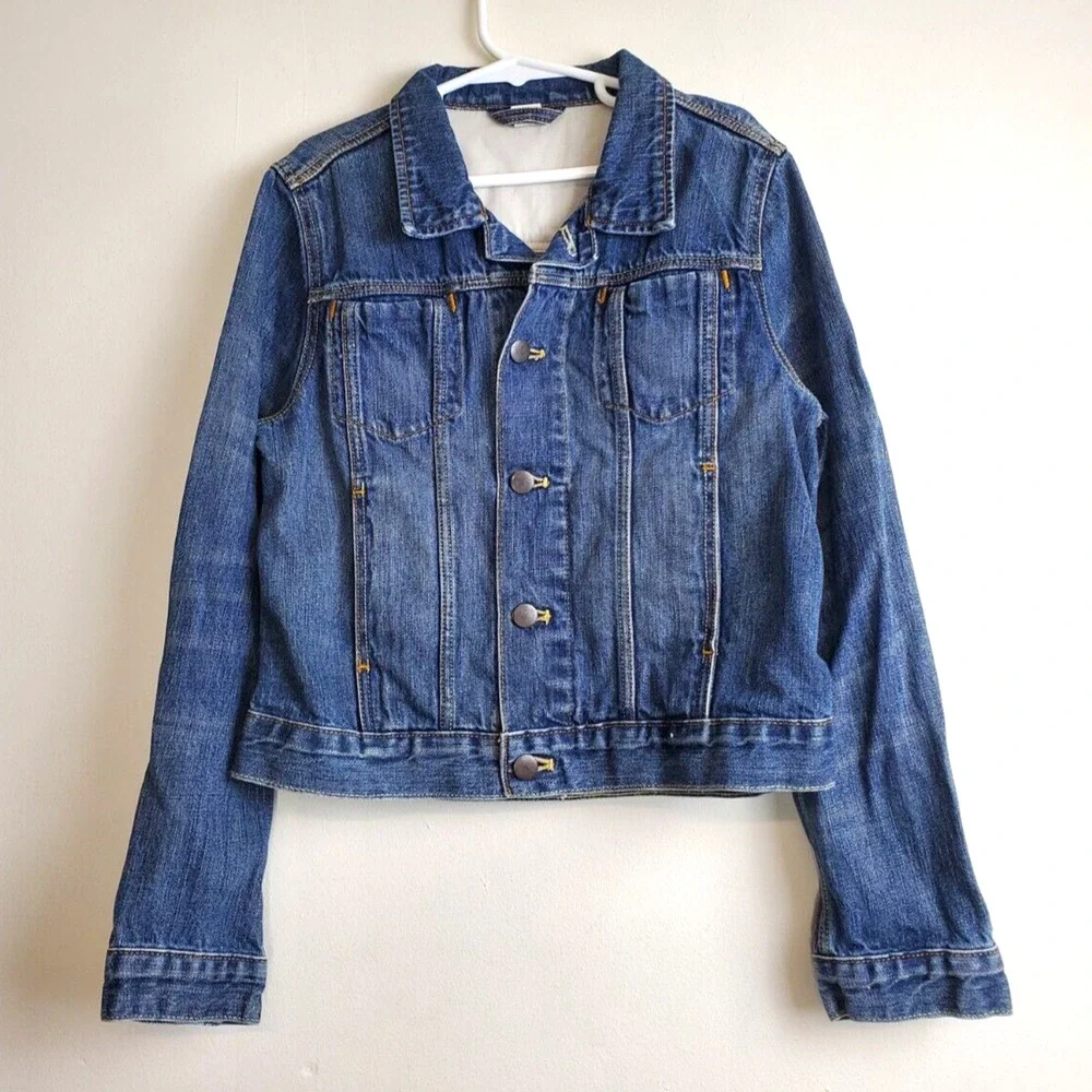 J‎ Crew Crewcuts Denim Jean Jacket Dark Blue Girls 10 Kids 100% Cotton